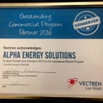 2016 Vectren Award Commercial Rebate Program Award