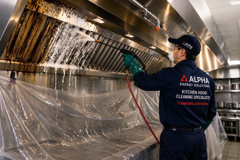 Ensure Safety and Compliance with Alpha Energy Solutions’ Commercial Kitchen Exhaust Hood Cleaning Services